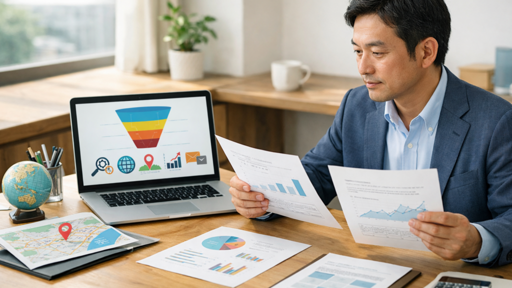 Webマーケティング会社の提案内容と集客導線を比較する中小企業経営者